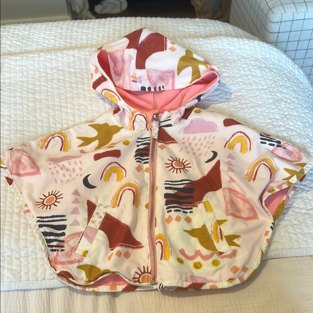 Pink and Yellow Lightweight Cape with Playful Pattern